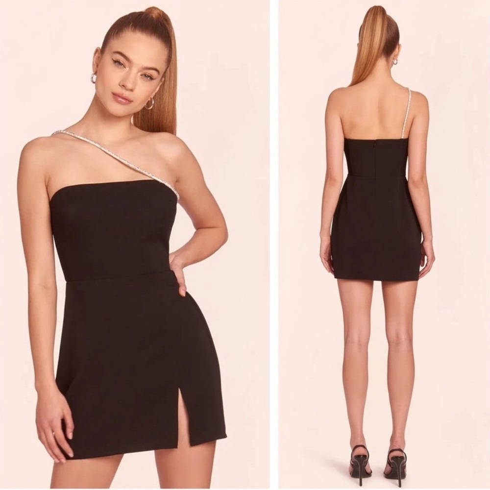 Revolve Amanda Uprichard Dream Mini Dress Crystal Embellished Strap Slit Small
